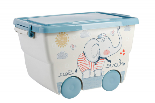 Hoff Ящик для игрушек с крышкой на колёсиках Деко Слоник 